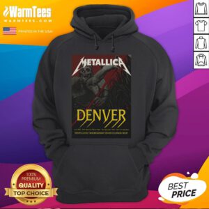 Alt Text: Official Metallica concert tour M72 hoodie featuring the June 26-29, 2025 Denver, Colorado setlist poster design.